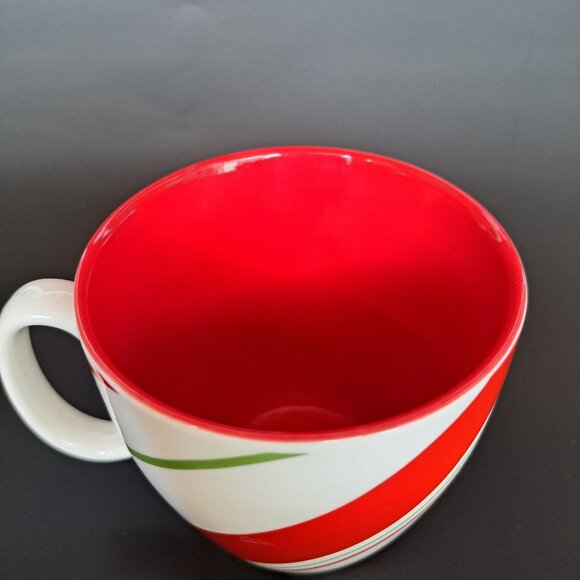 Starbucks Christmas Holiday Mug 2007 Candy Cane Red Green & White Stripes 12 oz. - Picture 9 of 10
